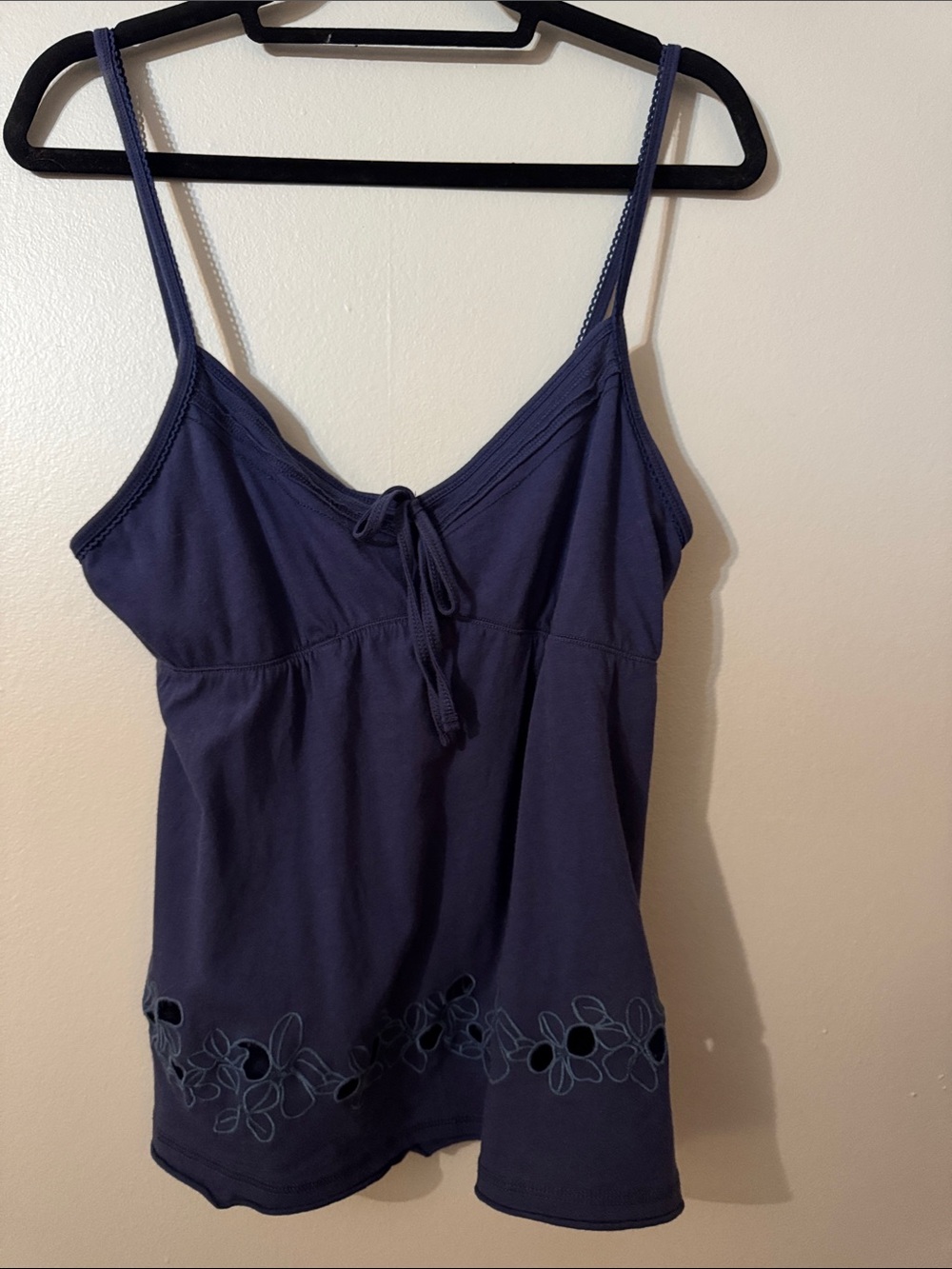 RSQ Navy Blue Floral-Trim Camisole Tank